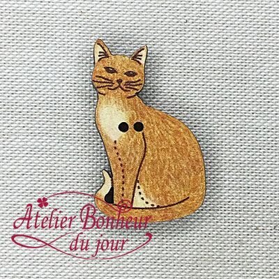 画像2: ねこ フランス 製 木製ボタン アトリエ ボヌール ドゥ ジュール ネコ 猫 斜め2.5cm