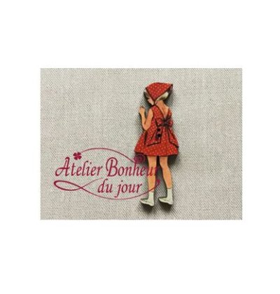 画像2: 後ろ向きの女の子 フランス 製 木製ボタン アトリエ ボヌール ドゥ ジュール