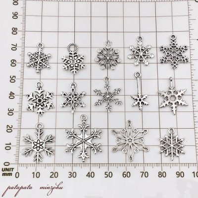 画像3: スノー フレーク チャーム 雪の結晶 14種 セット クリスマス アクセサリーパーツ