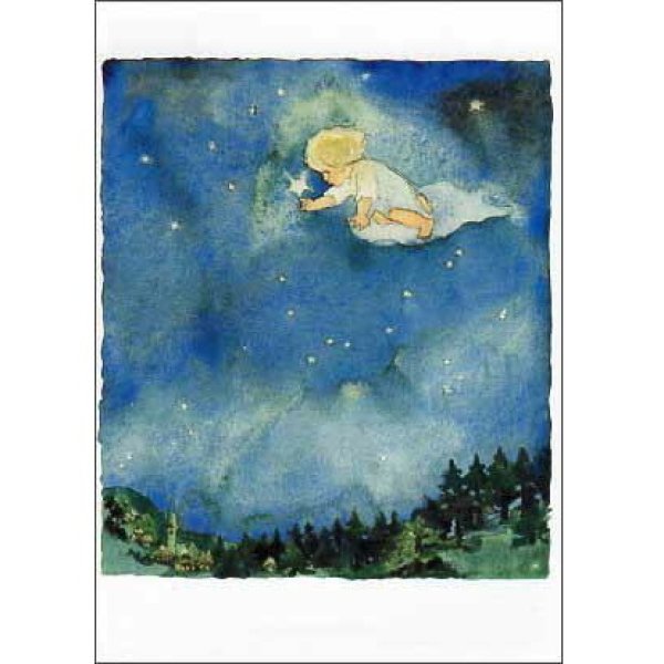 画像1: ミリ・ウェーバー 星の夜 スイス 製 ポストカード グリーティングカード 絵はがき アンティーク調 星 (1)