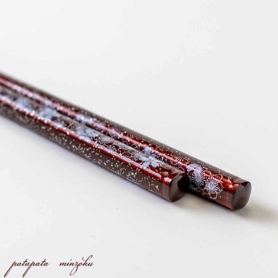画像1: 日本製 箸 透き桜 赤 21.0cm 天然木(ホームビーン) さくら サクラ 桜