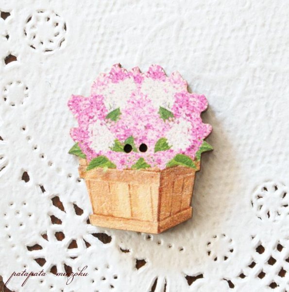 画像1: ライラック の 花束 フランス 製 木製ボタン アトリエ ボヌール ドゥ ジュール 紫丁香花 (1)