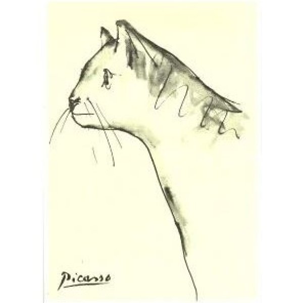 画像1: パブロ ピカソ  ねこ cat Pablo Picasso ポストカード フランス 製 グリーティングカード 絵はがき 猫 ネコ (1)