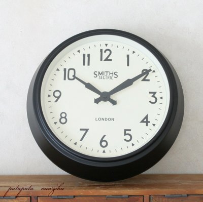 画像2: SMITHS CLOCK レトロウォールクロック ブラック ウォールクロック スミス クロック 掛時計