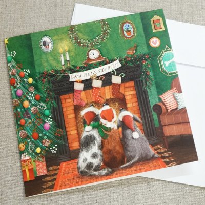 画像2: クリスマス  サンタを待つ犬たち グリーティングカード イギリス 製  ポストカード 絵はがき 犬 ドック