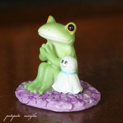 画像2: Copeau コポー 晴れをお祈りするカエル アジサイ 梅雨  置物 ダイカイ オブジェ カエル てるてる坊主 紫陽花