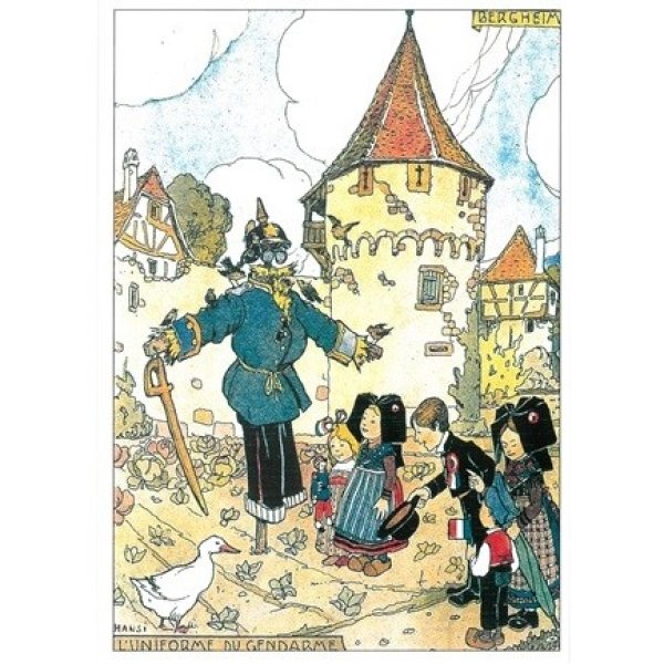 画像1: アルザス Hansi  ハンジ カカシと遊ぶ子供たち ポストカード フランス 製 グリーティングカード 絵はがき (1)