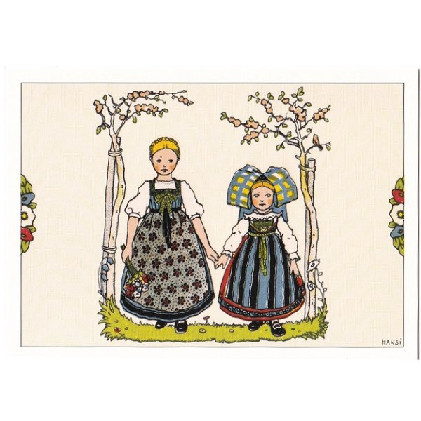 画像1: アルザス Hansi  ハンジ 姉妹 ポストカード フランス 製 グリーティングカード 絵はがき (1)