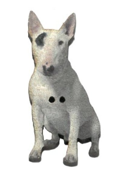 画像2: お座り ブルテリア  犬 フランス 製 木製ボタン アトリエ ボヌール ドゥ ジュール 子犬