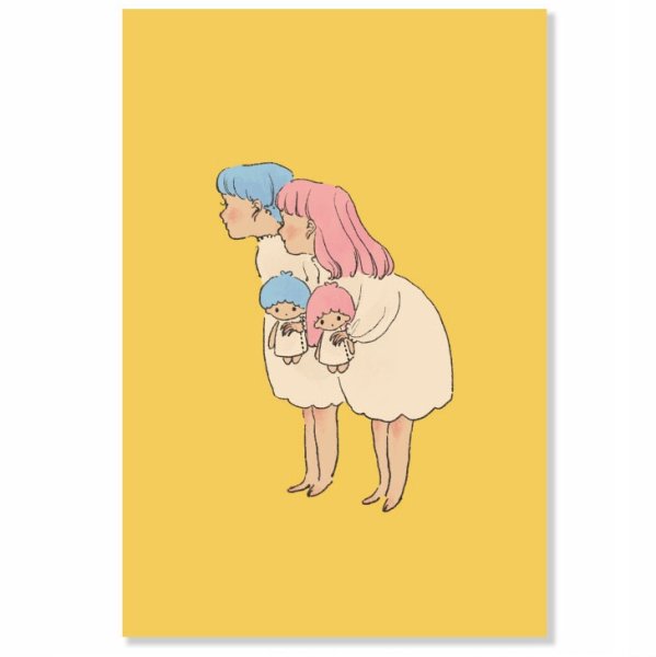 画像1: くらはしれい ポストカード リトルツインスターズ サンリオ コラボ 日本 製   グリーティングカード 絵はがき キキララ (1)