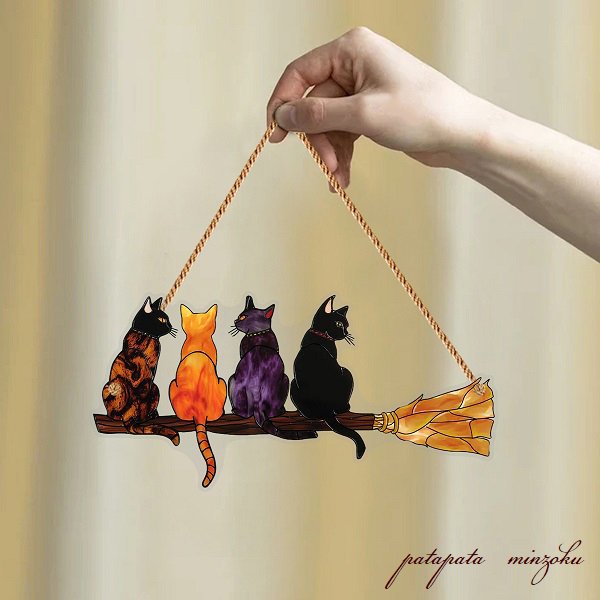 画像1: 猫  アクリルペンダント ディスプレイ サインプレート ハロウィン 看板 ウォールディスプレイ  ねこ ネコ カフェ クロネコ (1)