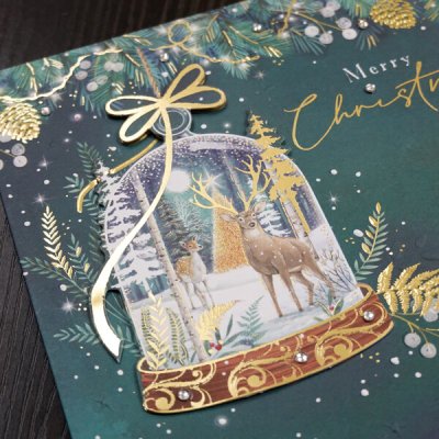 画像2: クリスマス 黄金のツリーと鹿 グリーティングカード イギリス 製 ポストカード クリスマスカード トナカイ