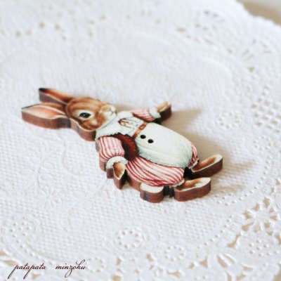 画像1: うさぎおかあさん フランス 製 木製ボタン アトリエ ボヌール ドゥ ジュール うさぎ ウサギ