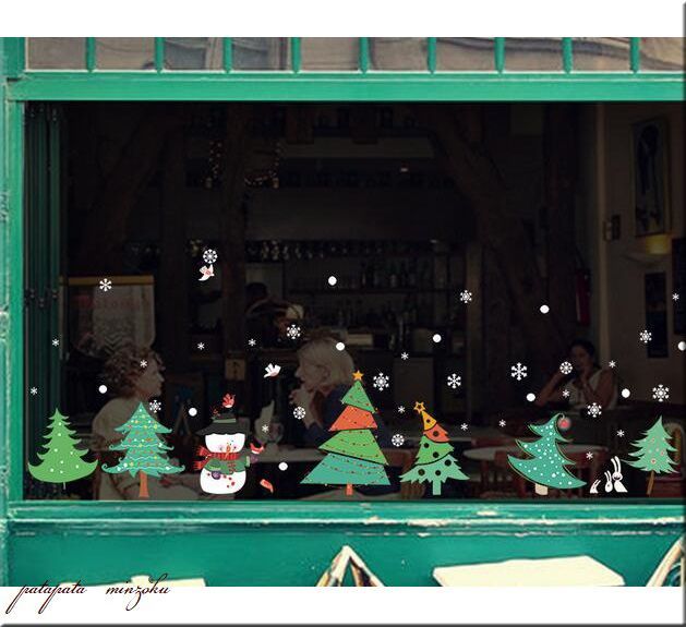クリスマス ガラスフィルム ウォールステッカー D クリスマスステッカー インテリアシール クリスマスツリー オーナメント 壁紙 窓 装飾