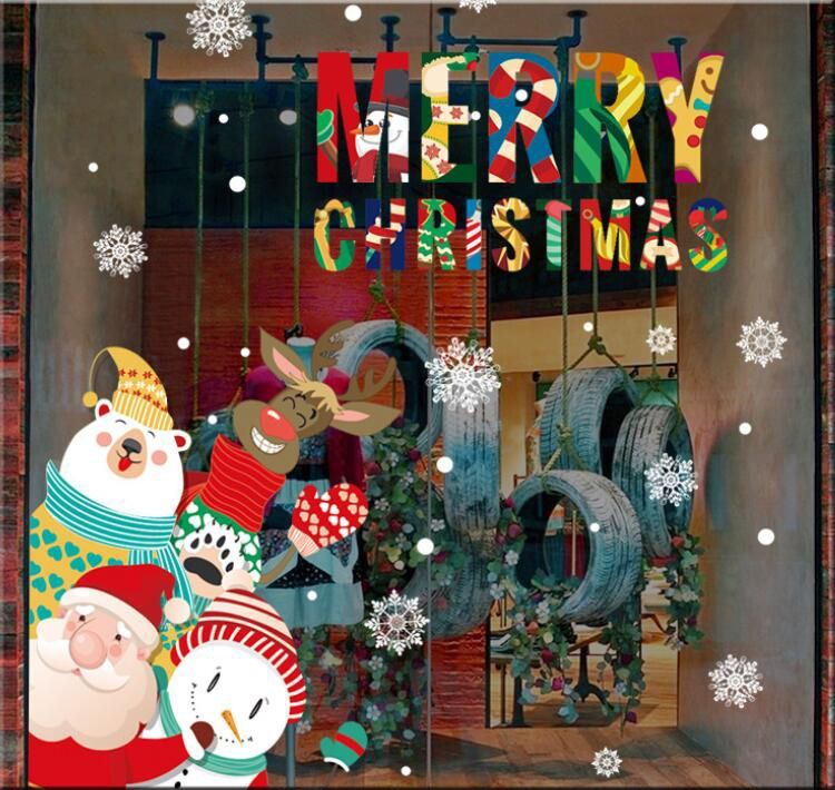 クリスマス ガラスフィルム ウォールステッカー F クリスマスステッカー インテリアシール クリスマスツリー オーナメント 壁紙 窓 装飾